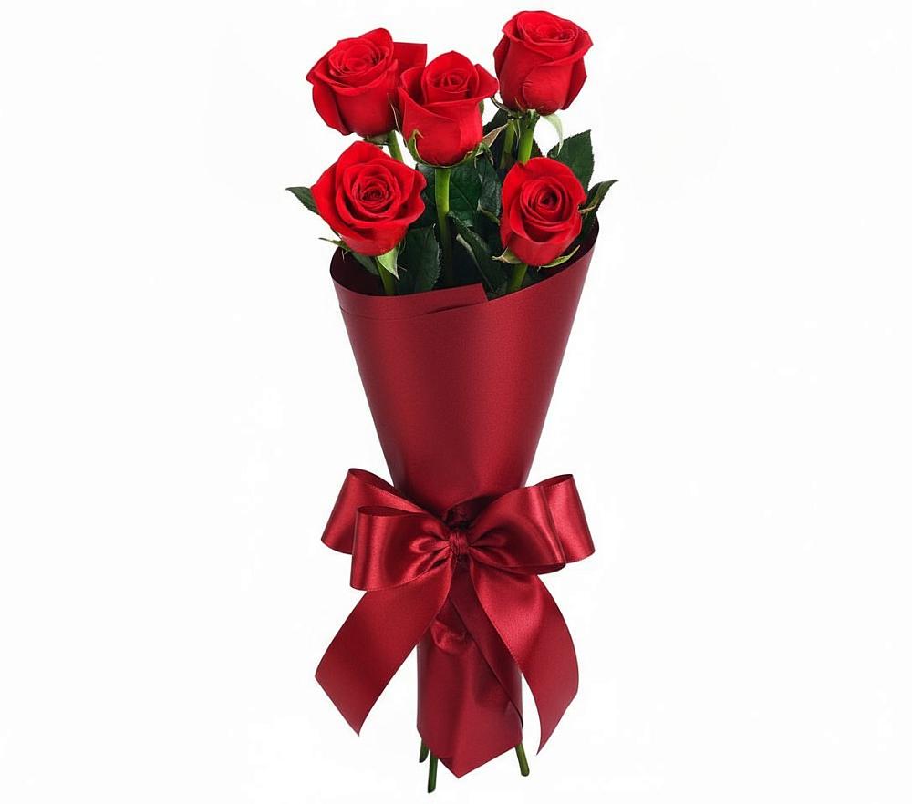 Букет 5 Красных роз Эдлесс Лав в Уке