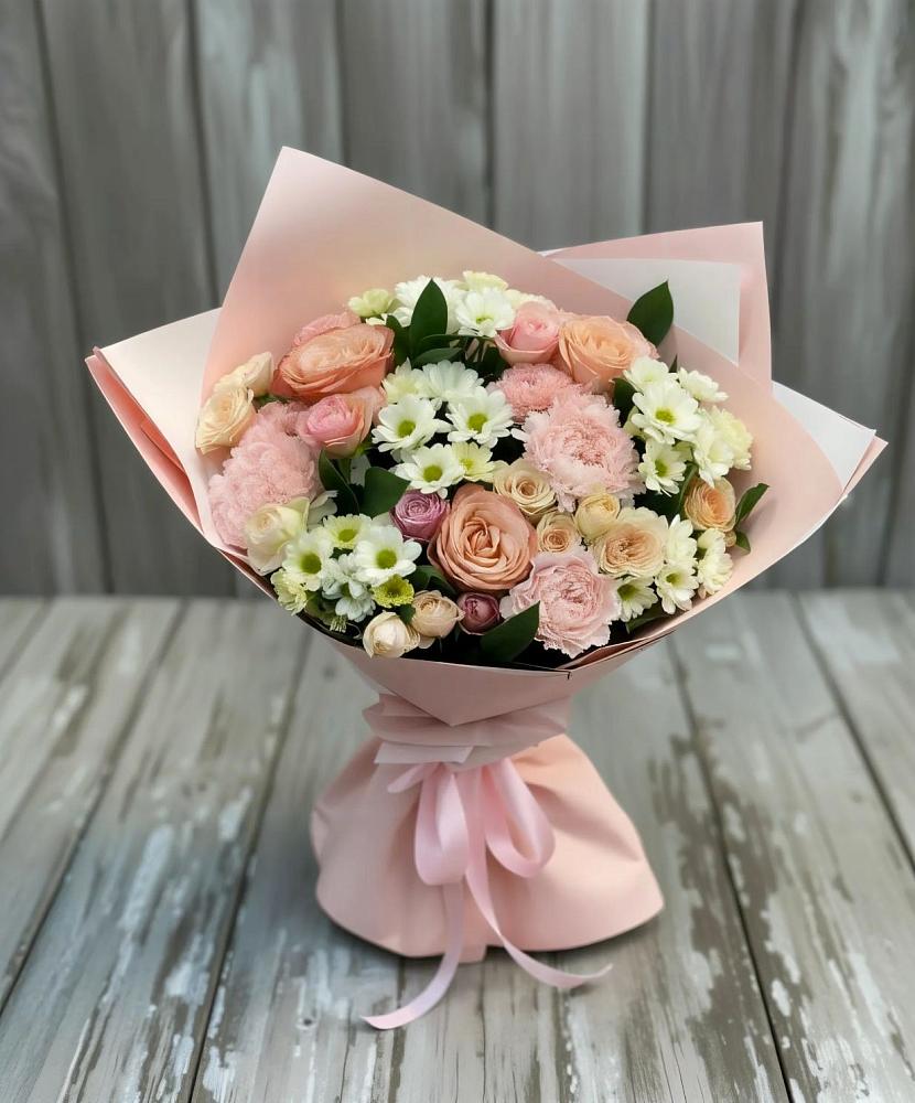 Букет цветов из: Гвоздики, Розы и Хризантемы в Уке