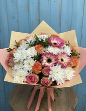 Букет цветов из:  Розы, Герберы и Хризантемы в Уке