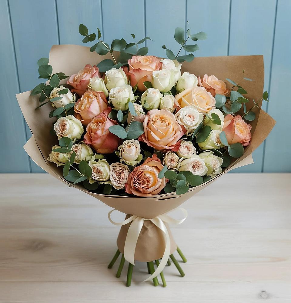 Букет цветов из: Альстромерии и Розы в Уке