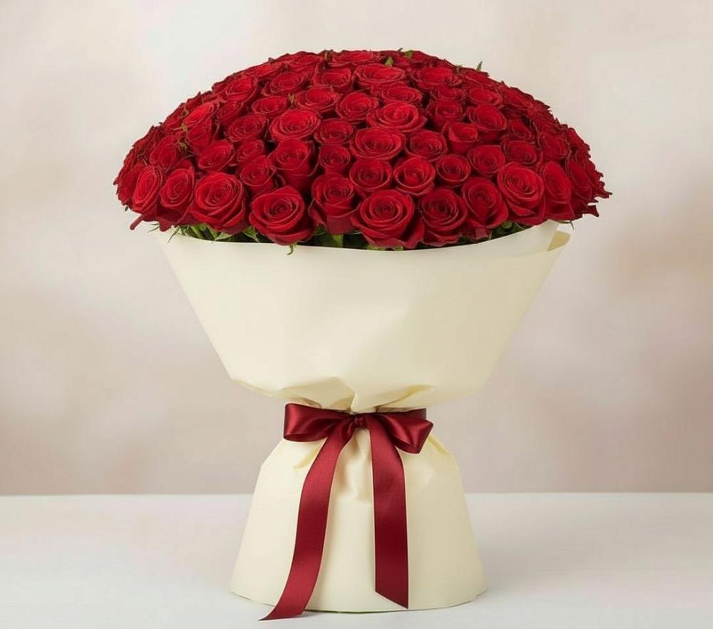 Букет 101 Красная роза Милано в Уке
