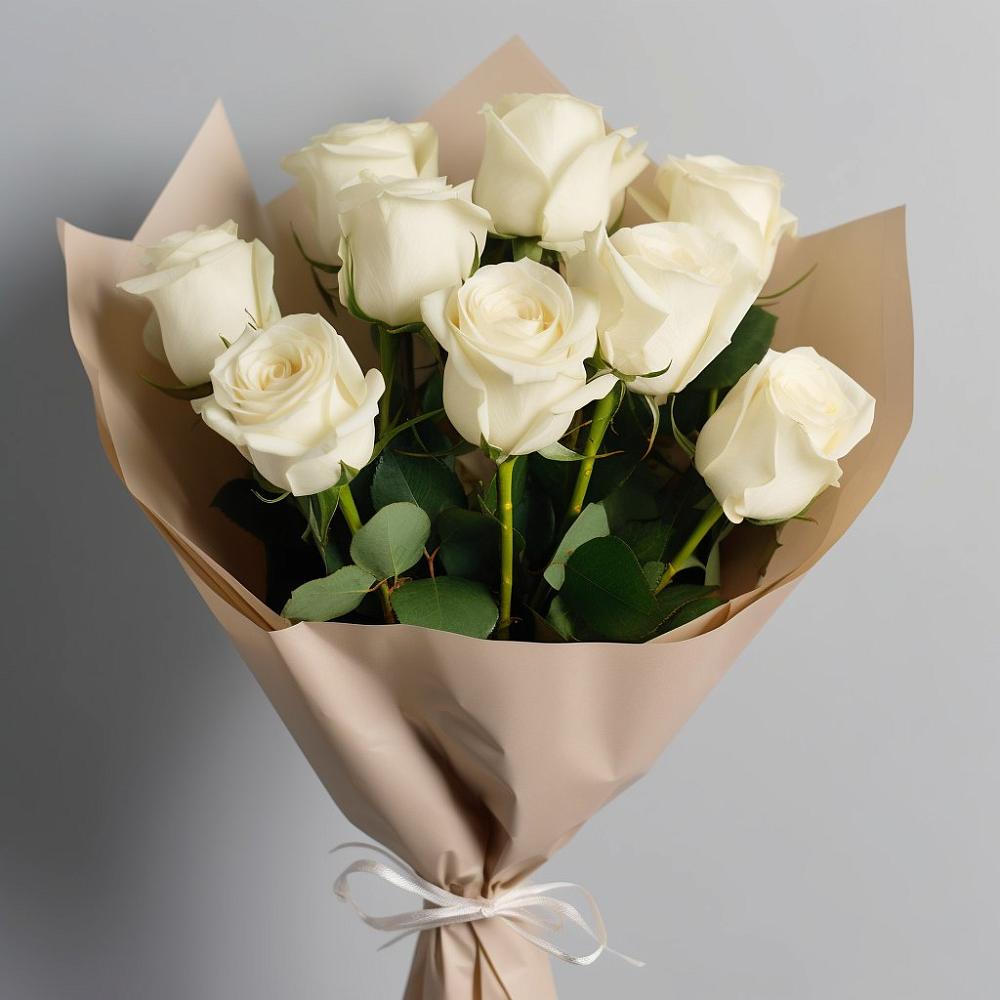 Букет 9 Белых роз Эдлесс Лав в Уке