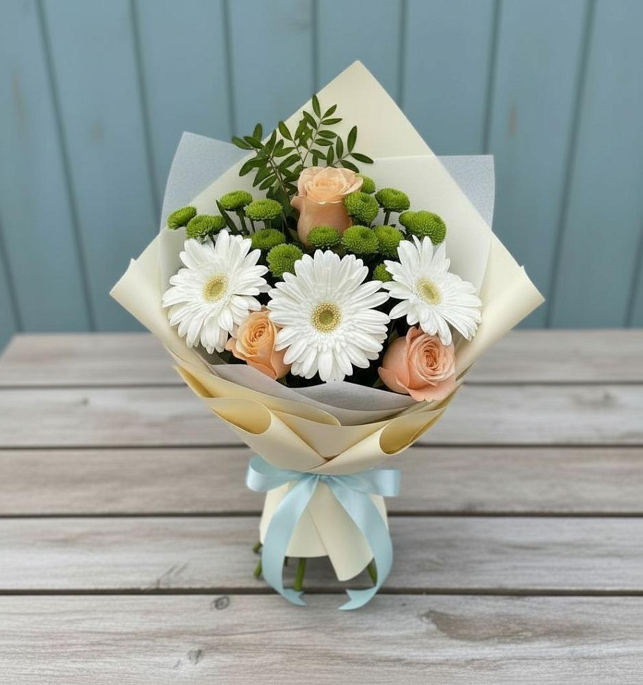 Букет цветов из: Герберы, Розы и Хризантемы в Уке