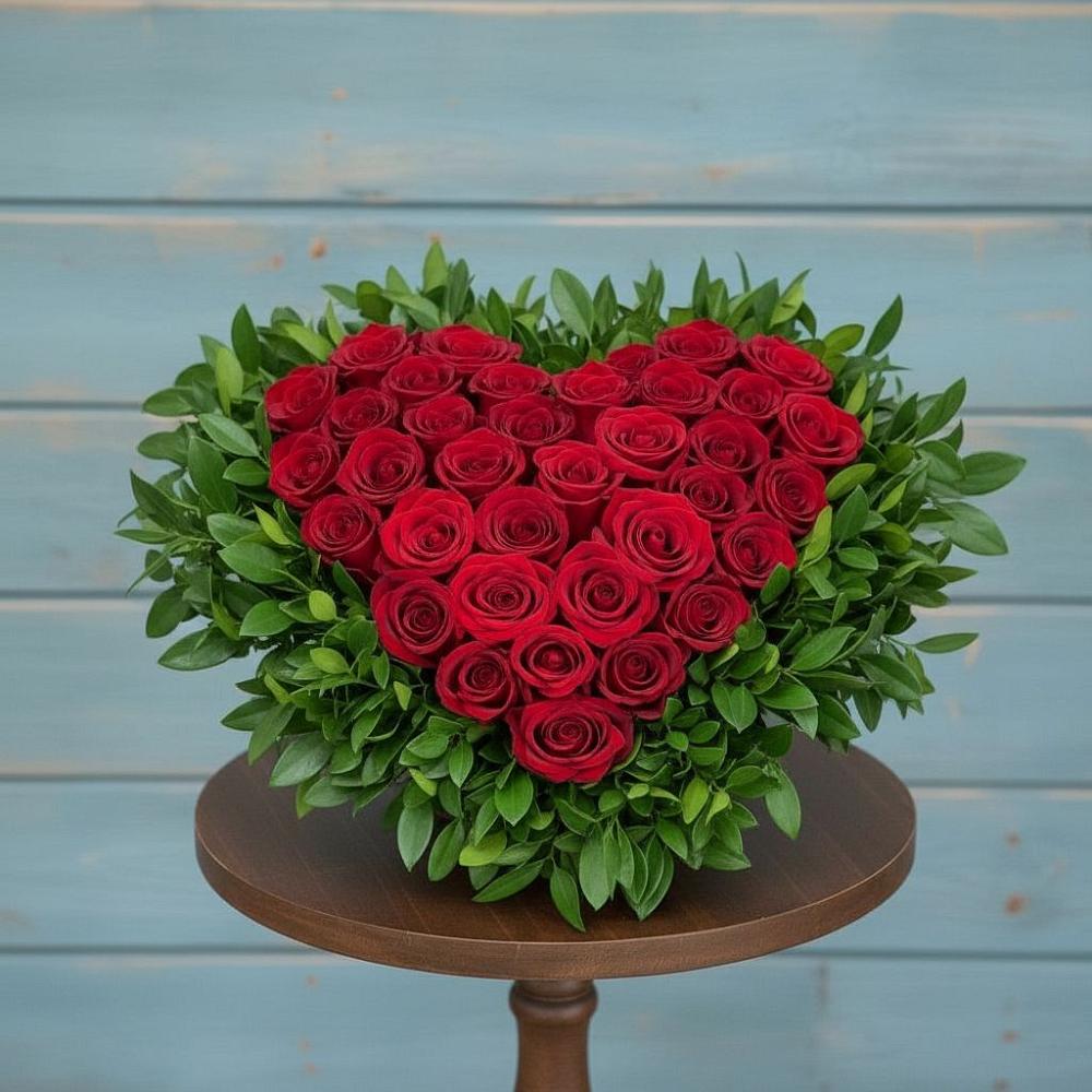 Цветочная композиция из Розы в виде сердца в Уке