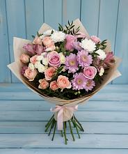 Букет цветов из:  Хризантемы, Розы и Альстромерии в Уке