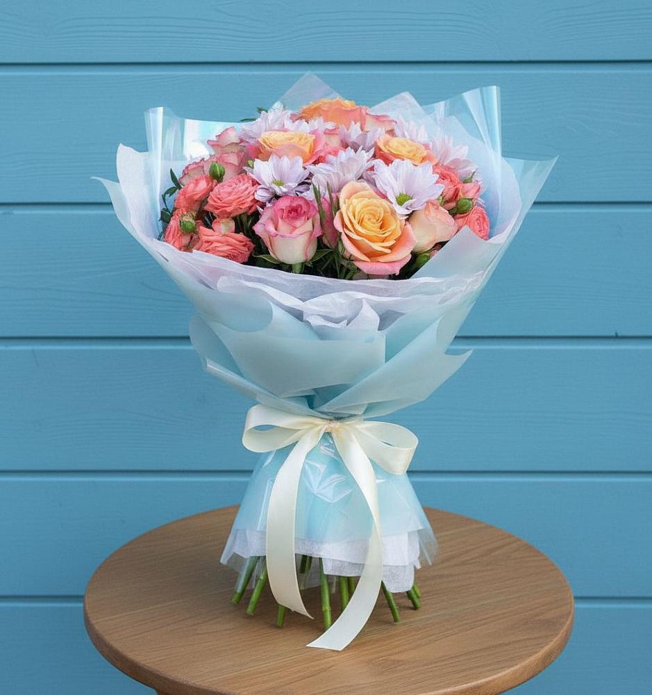 Букет цветов из: Хризантемы и Розы в Уке