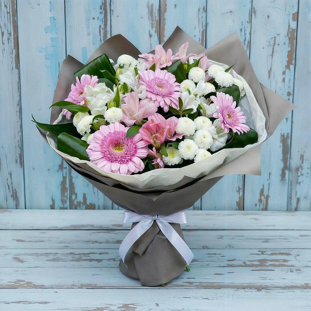Букет цветов из: Герберы, Альстромерии и Хризантемы в Уке